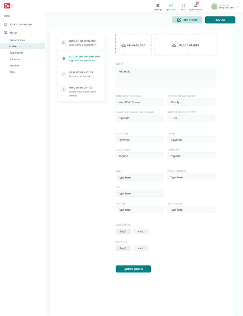 Marketplace – Profile Settings Marketplace – Profile Settings